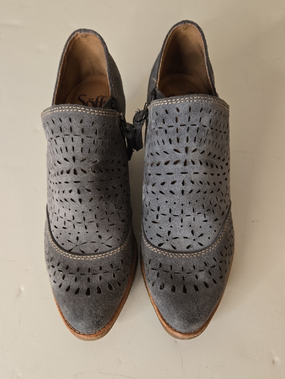 Sofft Grey Suede Amberly Perforated Booties